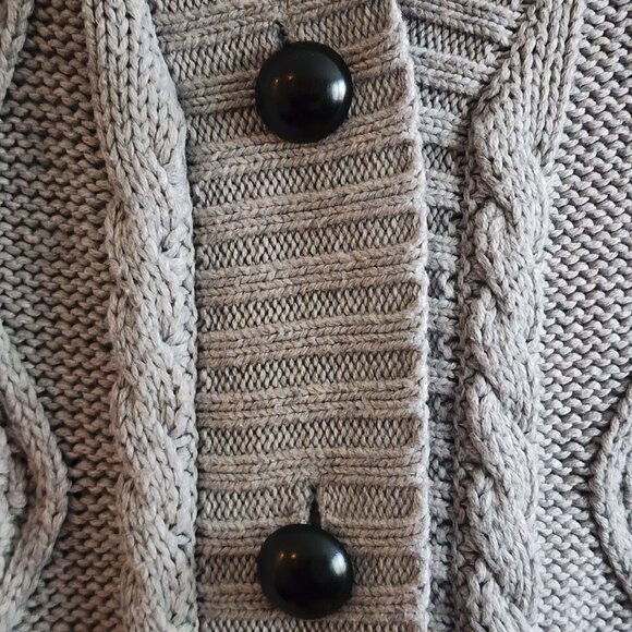 Venus Womens Cardigan Sweater Button Front Long Sleeve Cable Knit Gray Size S - Picture 4 of 9